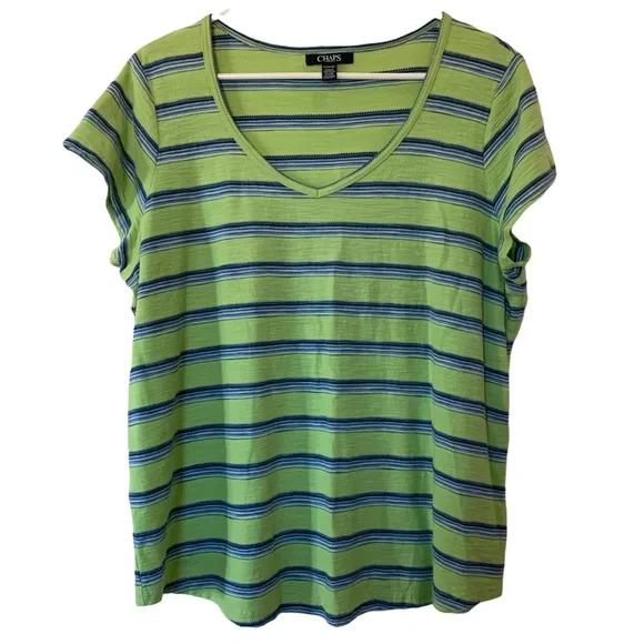 Chaps Green V-Neck T-Shirt * 1X - Picture 8 of 8